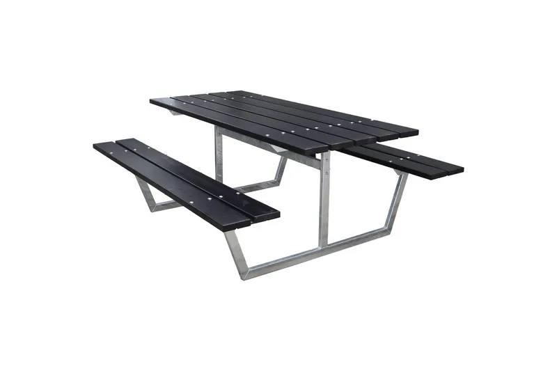 Piknikbord Rustikk Metall Uten Ryggstøtte, Uten Ryggstøtte, Svart