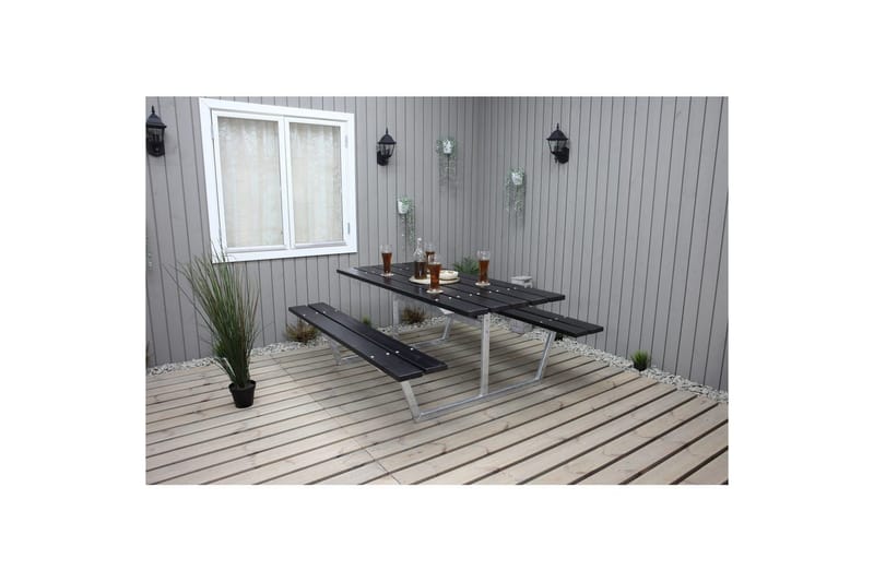 Piknikbord Rustikk Metall Uten Ryggstøtte - Uten Ryggstøtte, Svart - Hagemøbler & utemiljø - Hagebord - Piknikbord