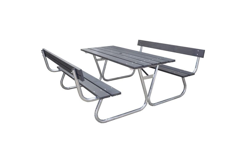 Piknikbord Stabil Metall Med Ryggstøtte,, Med Ryggstøtte, Grå