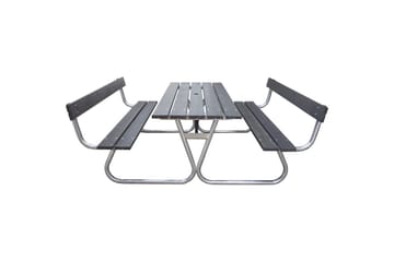 Piknikbord Stabil Metall Med Ryggstøtte, - Med Ryggstøtte, Grå - Hagemøbler & utemiljø - Hagebord - Piknikbord