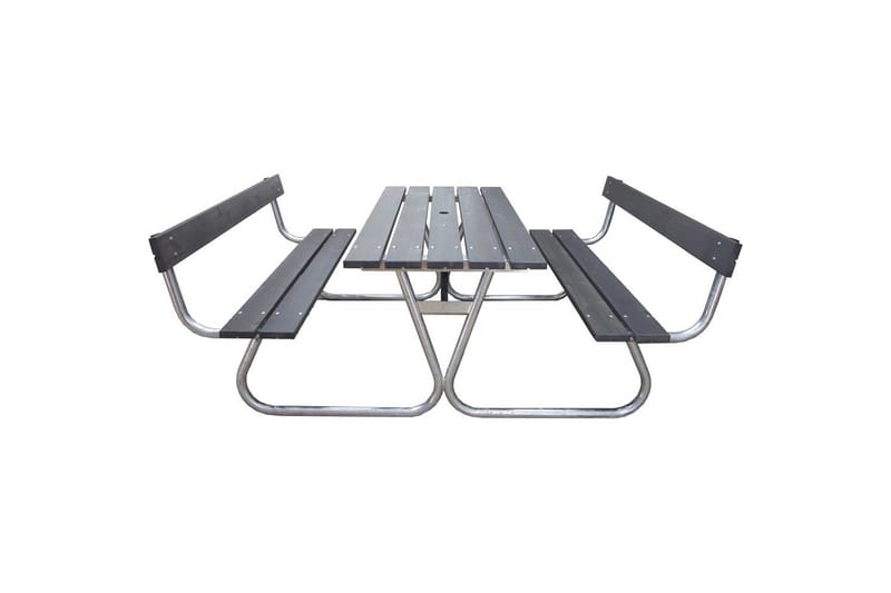Piknikbord Stabil Metall Med Ryggstøtte, - Med Ryggstøtte, Grå - Hagemøbler & utemiljø - Hagebord - Piknikbord