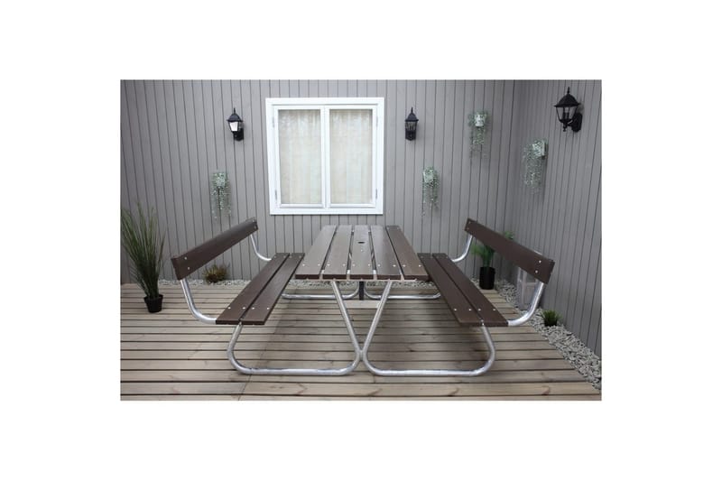 Piknikbord Stabil Metall Med Ryggstøtte - Med Ryggstøtte, Brun - Hagemøbler & utemiljø - Hagebord - Piknikbord
