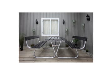 Piknikbord Stabil Metall Med Ryggstøtte - Med Ryggstøtte, Svart - Hagemøbler & utemiljø - Hagebord - Piknikbord