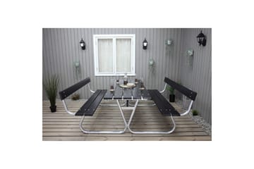Piknikbord Stabil Metall Med Ryggstøtte - Med Ryggstøtte, Svart - Hagemøbler & utemiljø - Hagebord - Piknikbord
