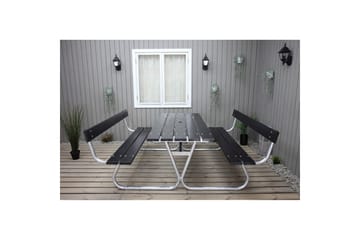 Piknikbord Stabil Metall Med Ryggstøtte - Med Ryggstøtte, Svart - Hagemøbler & utemiljø - Hagebord - Piknikbord