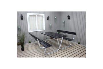 Piknikbord Stabil Metall Med Ryggstøtte - Med Ryggstøtte, Svart - Hagemøbler & utemiljø - Hagebord - Piknikbord