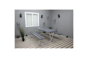 Piknikbord Stabil Metall Uten Ryggstøtte, - Uten Ryggstøtte, Grå - Hagemøbler & utemiljø - Hagebord - Piknikbord