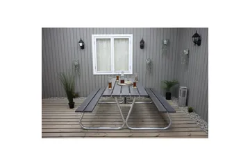 Piknikbord Stabil Metall Uten Ryggstøtte, - Uten Ryggstøtte, Grå - Hagemøbler & utemiljø - Hagebord - Piknikbord
