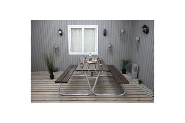Piknikbord Stabil Metall Uten Ryggstøtte - Uten Ryggstøtte, Brun - Hagemøbler & utemiljø - Hagebord - Piknikbord