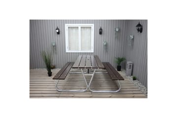 Piknikbord Stabil Metall Uten Ryggstøtte - Uten Ryggstøtte, Brun - Hagemøbler & utemiljø - Hagebord - Piknikbord