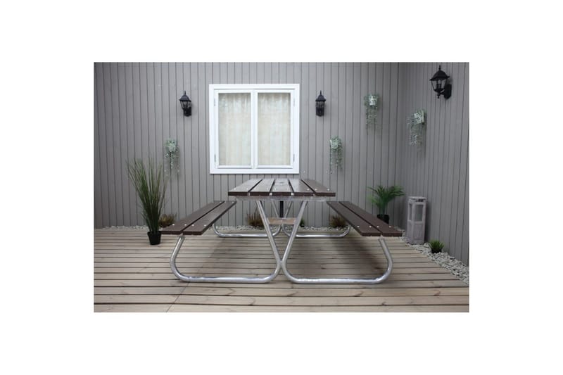 Piknikbord Stabil Metall Uten Ryggstøtte - Uten Ryggstøtte, Brun - Hagemøbler & utemiljø - Hagebord - Piknikbord