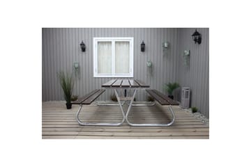 Piknikbord Stabil Metall Uten Ryggstøtte - Uten Ryggstøtte, Brun - Hagemøbler & utemiljø - Hagebord - Piknikbord
