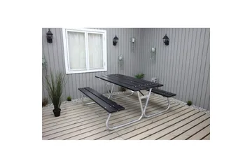 Piknikbord Stabil Metall Uten Ryggstøtte - Uten Ryggstøtte, Svart - Hagemøbler & utemiljø - Hagebord - Piknikbord