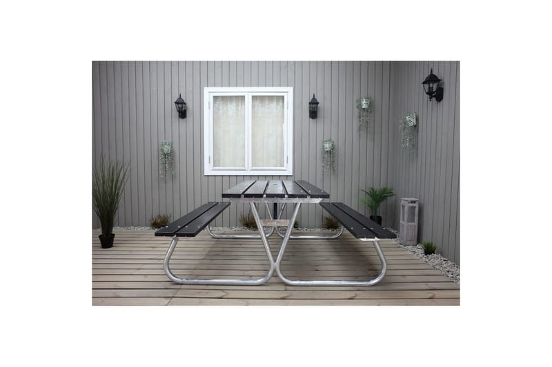 Piknikbord Stabil Metall Uten Ryggstøtte - Uten Ryggstøtte, Svart - Hagemøbler & utemiljø - Hagebord - Piknikbord