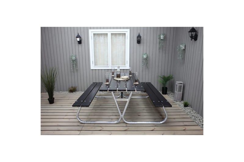 Piknikbord Stabil Metall Uten Ryggstøtte - Uten Ryggstøtte, Svart - Hagemøbler & utemiljø - Hagebord - Piknikbord