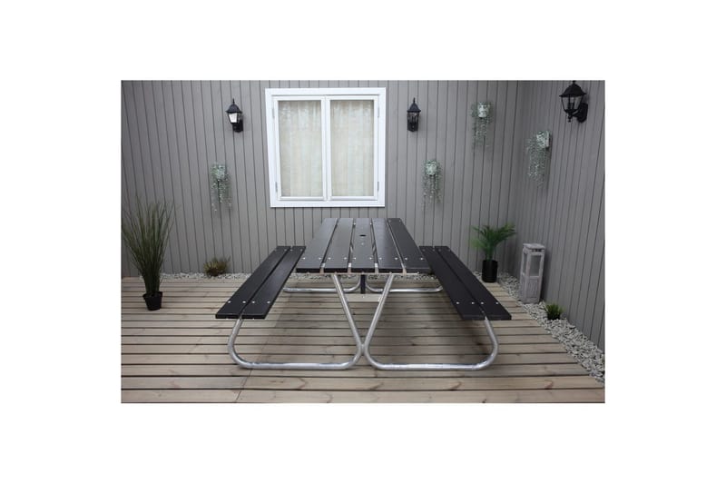 Piknikbord Stabil Metall Uten Ryggstøtte - Uten Ryggstøtte, Svart - Hagemøbler & utemiljø - Hagebord - Piknikbord