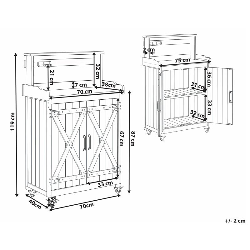 Plantebenk Altolia grantre 70 cm - Brun - Hagemøbler & utemiljø - Hagebord - Plantebord
