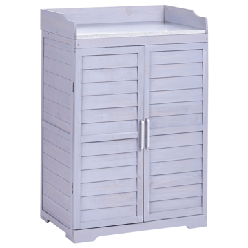 Plantebenk Tereville grantre 45x67 cm - Grå/hvit - Hagemøbler & utemiljø - Hagebord - Plantebord