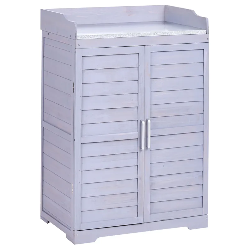 Plantebenk Tereville grantre 45x67 cm, Grå/hvit