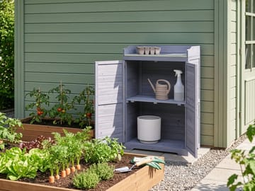 Plantebenk Tereville grantre 45x67 cm - Grå/hvit - Hagemøbler & utemiljø - Hagebord - Plantebord