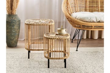 Rimouski Sidebord 40x40 cm - Naturlig/Sort - Hagemøbler & utemiljø - Hagebord - Sidebord utendørs