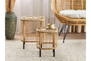 Rimouski Sidebord 40x40 cm - Naturlig/Sort - Hagemøbler & utemiljø - Hagebord - Sidebord utendørs