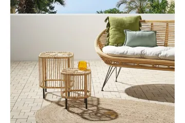 Rimouski Sidebord 40x40 cm - Naturlig/Sort - Hagemøbler & utemiljø - Hagebord - Sidebord utendørs