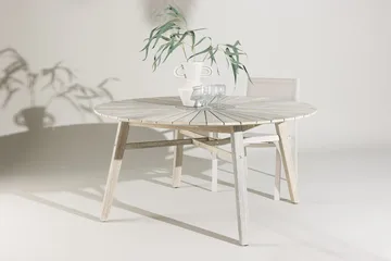 Rives rundt spisebord 150 cm utendørs - Hvitkalket - Hagemøbler & utemiljø - Hagebord - Spisebord ute