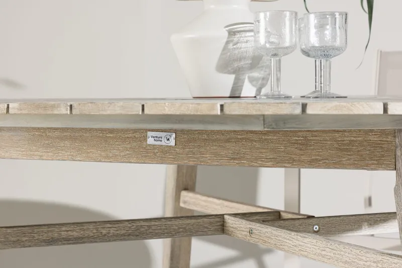 Rives rundt spisebord 150 cm utendørs - Hvitkalket - Hagemøbler & utemiljø - Hagebord - Spisebord ute