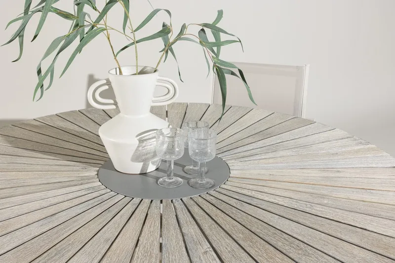 Rives rundt spisebord 150 cm utendørs - Hvitkalket - Hagemøbler & utemiljø - Hagebord - Spisebord ute