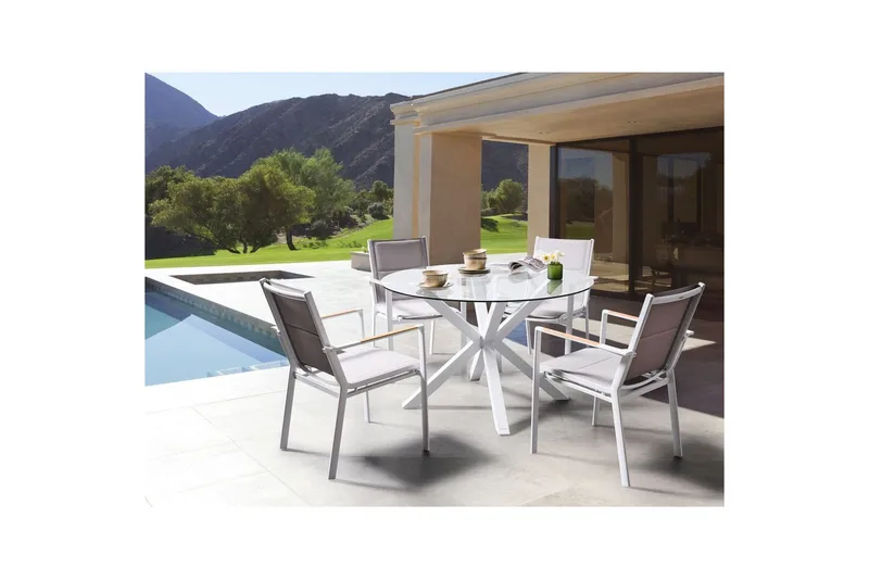 Rundt bord Maletto - Hvit, gjennomsiktig - Hagemøbler & utemiljø - Hagebord - Spisebord ute