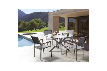 Rundt bord Maletto - Sølv, Transparent - Hagemøbler & utemiljø - Hagebord - Spisebord ute