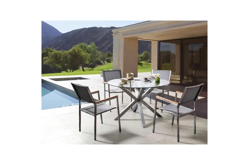 Rundt bord Maletto - Sølv, Transparent - Hagemøbler & utemiljø - Hagebord - Spisebord ute