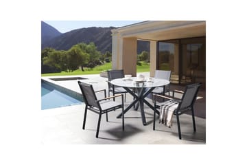 Rundt bord Maletto - Svart, gjennomsiktig, Svart, Gjennomsiktig - Hagemøbler & utemiljø - Hagebord - Spisebord ute