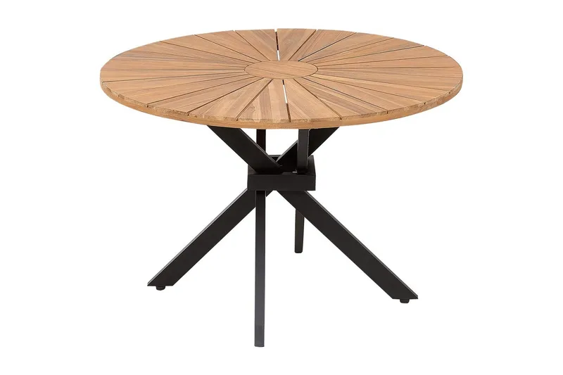 Runt bord Beliani Cissone Light wood||Black - Hagemøbler & utemiljø - Hagebord - Spisebord ute