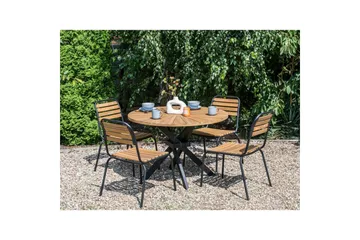 Runt bord Beliani Cissone Light wood||Black - Hagemøbler & utemiljø - Hagebord - Spisebord ute