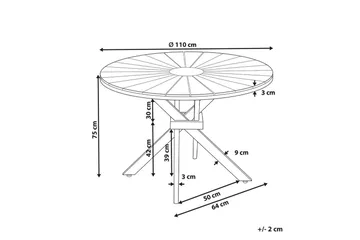 Runt bord Beliani Lissone Light wood||Black - Hagemøbler & utemiljø - Hagebord - Spisebord ute