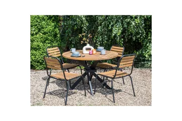 Runt bord Beliani Lissone Light wood||Black - Hagemøbler & utemiljø - Hagebord - Spisebord ute