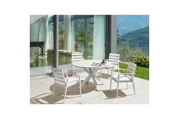 Runt bord Beliani Maletto Vit/Beige/Grå White||Beige||Grey - Hagemøbler & utemiljø - Hagebord - Spisebord ute