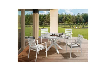 Runt bord Beliani Maletto Vit/Beige/Grå White||Grey - Hagemøbler & utemiljø - Hagebord - Spisebord ute