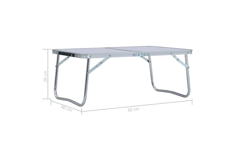 Sammenleggbart campingbord hvit aluminium 60x40 cm - Campingbord