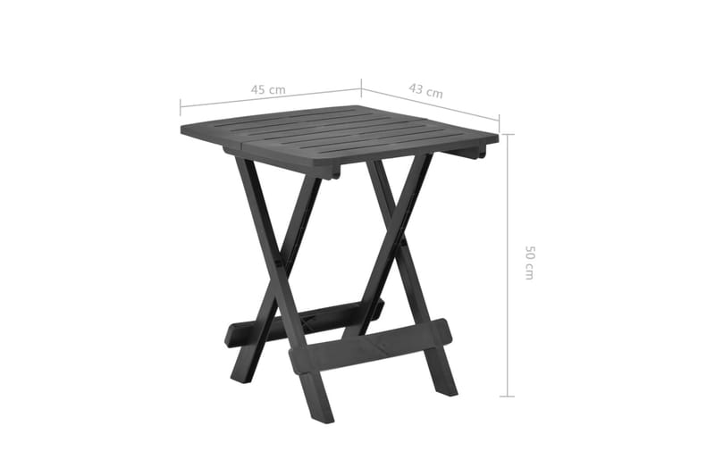 Sammenleggbart hagebord antrasitt 45x43x50 cm plast - Cafébord