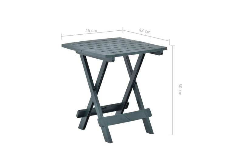 Sammenleggbart hagebord grønn 45x43x50 cm plast -   - Cafébord