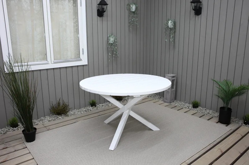 Scottsdale Hagebord Rund Hvit Ø 112 cm - Hvit - Hagemøbler & utemiljø - Hagebord - Spisebord ute