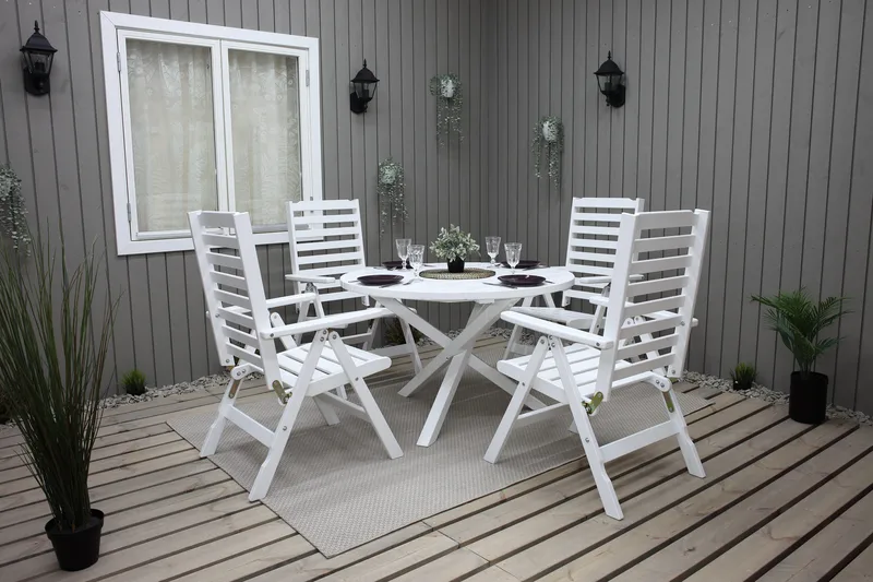 Scottsdale Hagebord Rund Hvit Ø 112 cm - Hvit - Hagemøbler & utemiljø - Hagebord - Spisebord ute