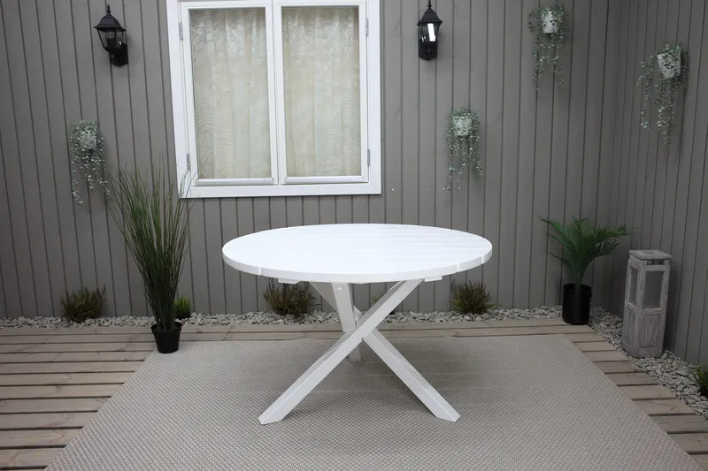 Scottsdale Hagebord Rund Hvit Ø 112 cm - Hvit - Hagemøbler & utemiljø - Hagebord - Spisebord ute