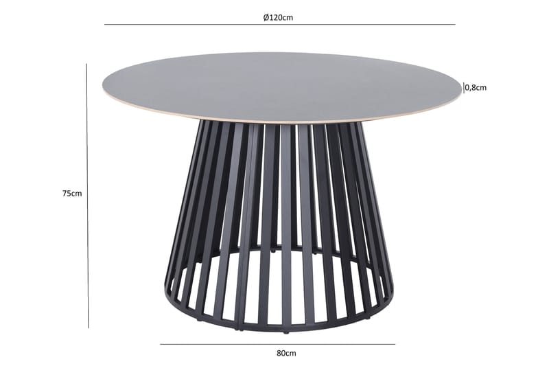 Sensi rundt spisebord utendørs 120 cm i metall - Svart - Hagemøbler & utemiljø - Hagebord - Spisebord ute
