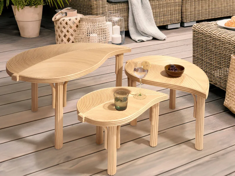 Sett med 3 sofabord til utendørs bruk Paralia rotting - Natur/Beige - Hagemøbler & utemiljø - Hagebord - Loungebord & Sofabord utendørs