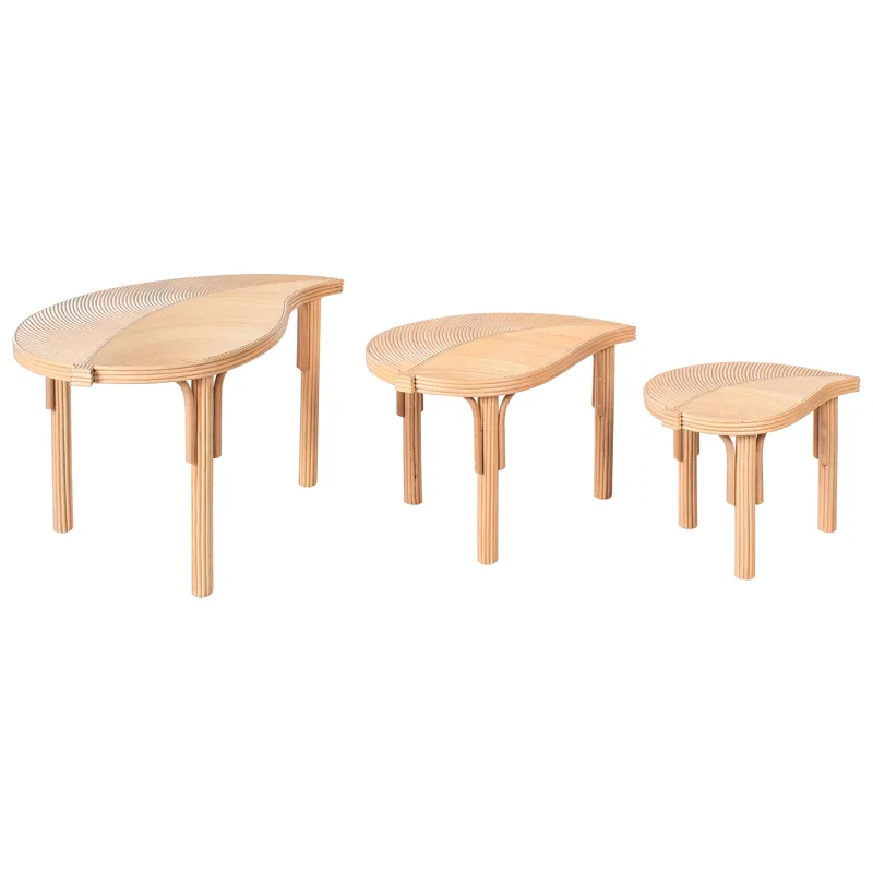 Sett med 3 sofabord til utendørs bruk Paralia rotting, Natur/Beige