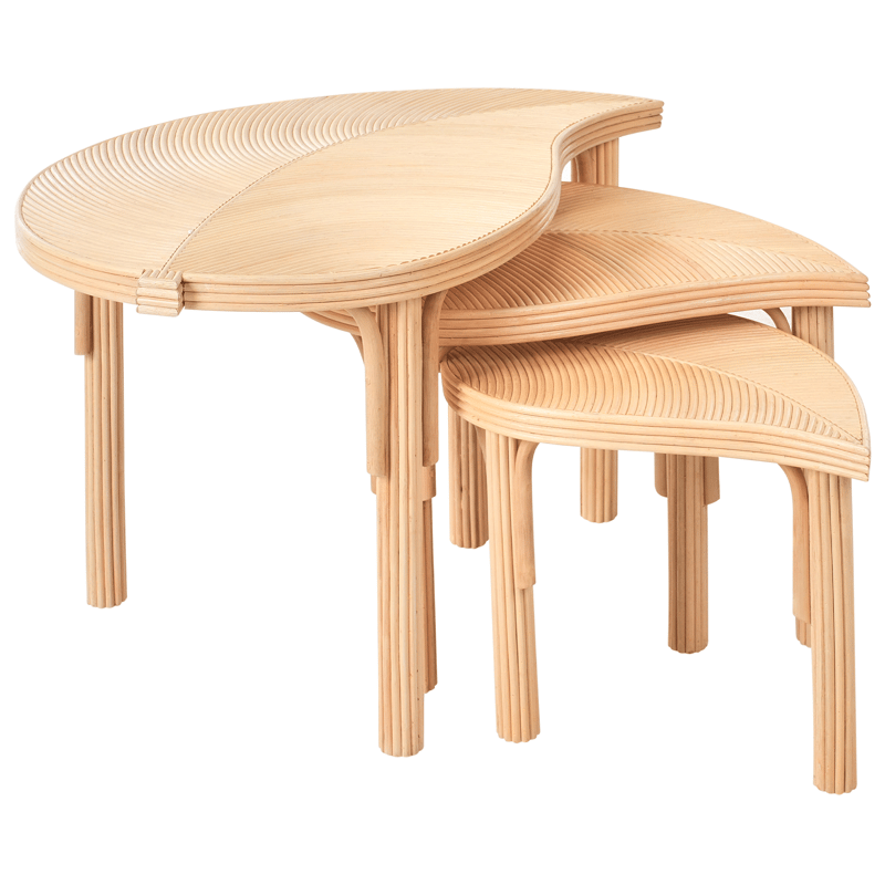 Sett med 3 sofabord utendørs Paralia rotting - Naturlig/beige - Hagemøbler & utemiljø - Hagebord - Loungebord & Sofabord utendørs